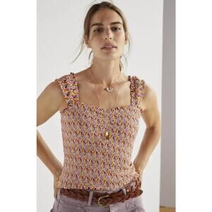 Maeve by Anthropologie Pink Smocked Wide Strap Tank Top - Size - XS